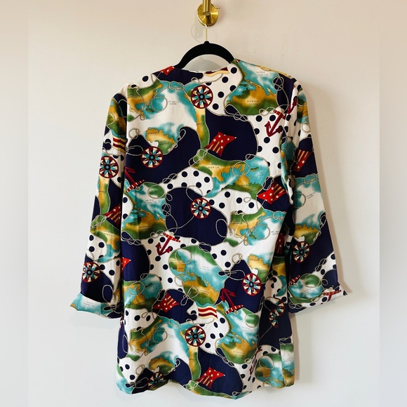 Multicolor Nautical Print Lightweight Blazer Jacket Size 10 - Picture 7 of 11